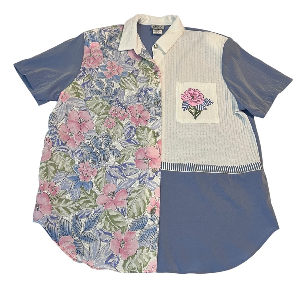 Susan Christopher California Patchwork Floral Blouse Size 18W‎